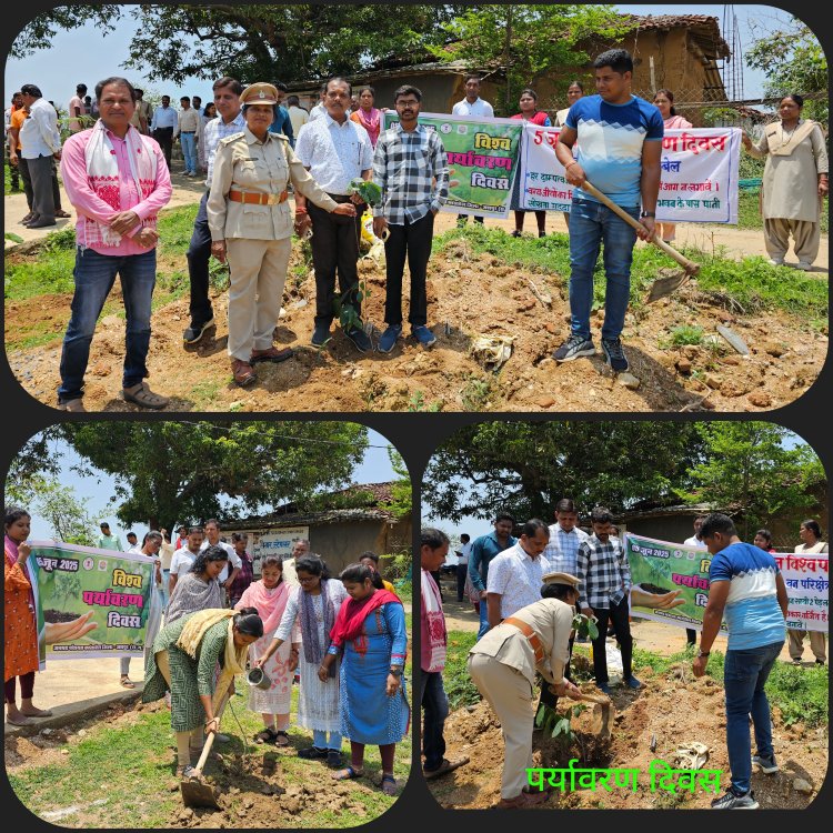 एक पेड़ मां के नाम, जिला पंचायत अध्यक्ष सालिक साय ने दिया पर्यावरण संरक्षण का संदेश, पर्यावरण दिवस पर जनपद कार्यालय में किया पौधरोपण