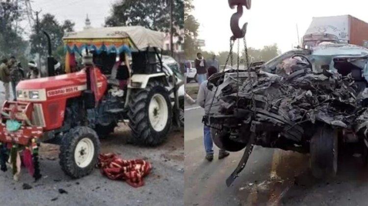 Accident : रेत से भरी ट्रैक्टर-ट्रॉली में जा घुसी तेज रफ्तार फॉर्च्यूनर, पांच लोगों की मौके पर ही मौत