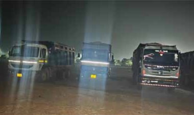 रातभर नाकेबंदी कर खनिज विभाग ने 8 हाईवा किए जब्त