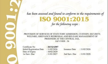 छत्तीसगढ़ की 4 सेंट्रल जेलों को मिला आईएसओ गुणवत्ता प्रमाणन, राज्य में जेलों की व्यवस्था व गुणवत्ता सुधार का परिणाम…..